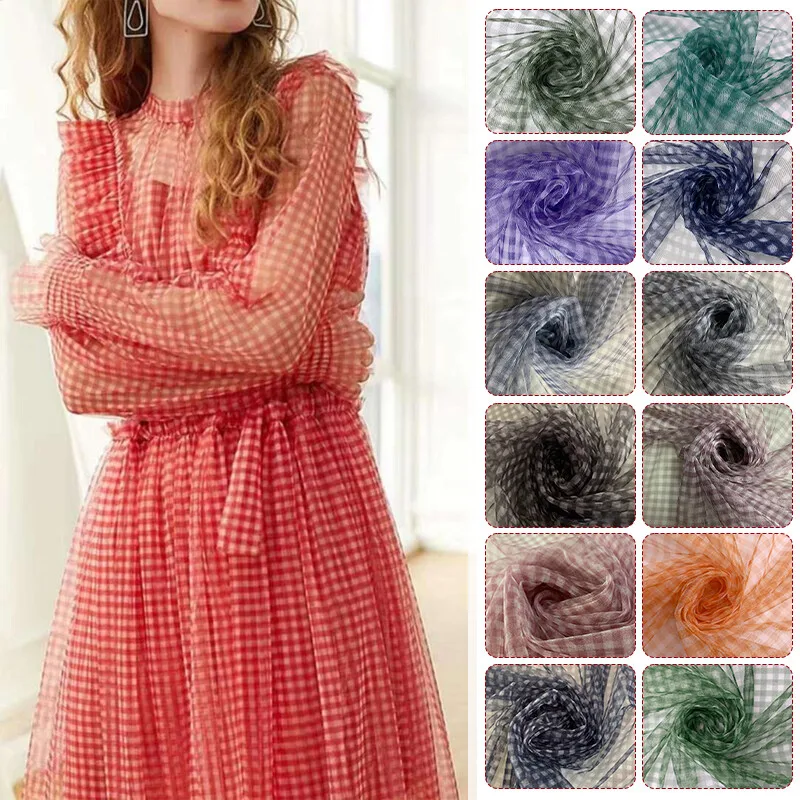 Sewing Batik - 90 × 150 センチメートルチェックメッシュ生地透明ドレス衣類手作り子供のプリンセスドレス人形スカート Diy 縫製クラフト材料