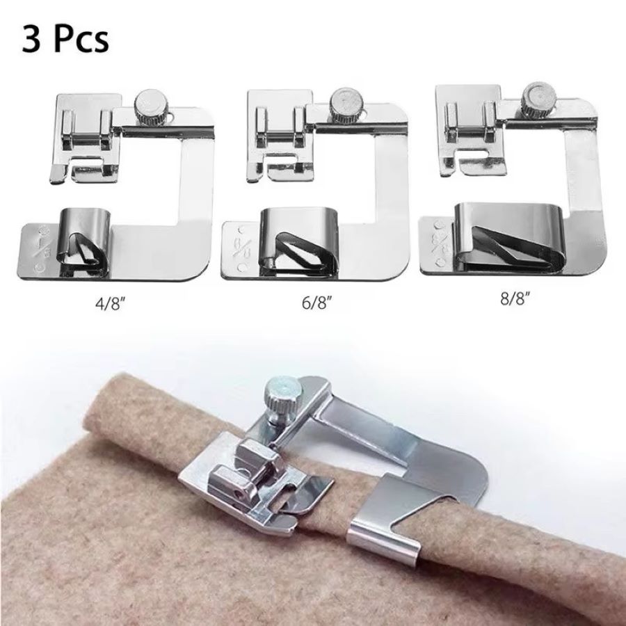 Rolled Hem Foot - 1個-3個入り 13/19/25mm 国内製ミシン用押さえ金具 ロールヘムフット ブラザーシンガー用ミシンアクセサリー