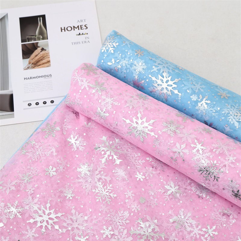 Textile And Sewing Supply - スノーフレークプリントガーゼ、ポリエステルメッシュチュール生地、DIYソーイングチュチュ、結婚式や誕生日パーティー用品、1個、150cm、1個