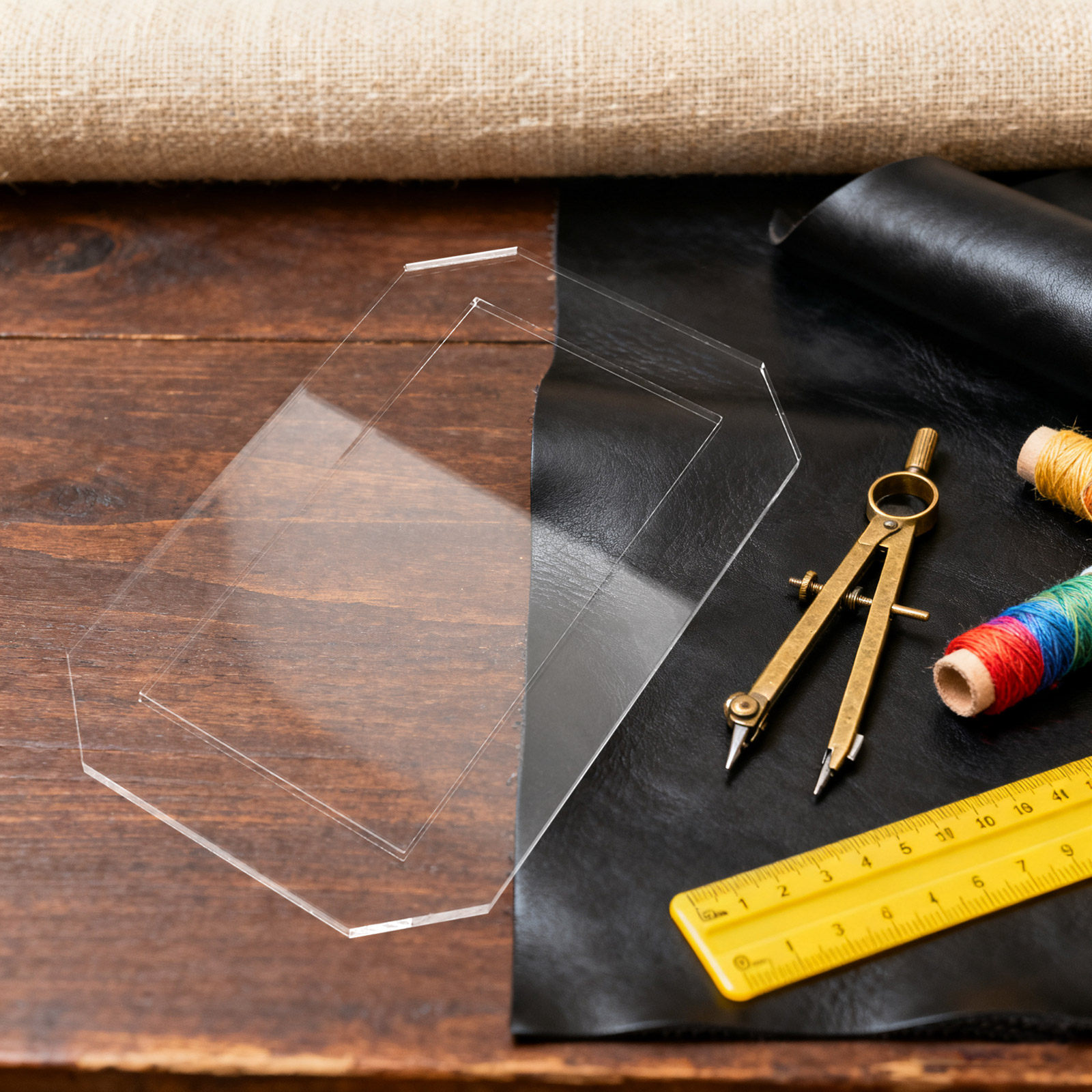 Quilting Ruler Square - 4個入りキルティングツール 透明アクリル製縫製用正方形・長方形テンプレート 精密マーキング定規 パッチワーククラフト DIY縫製