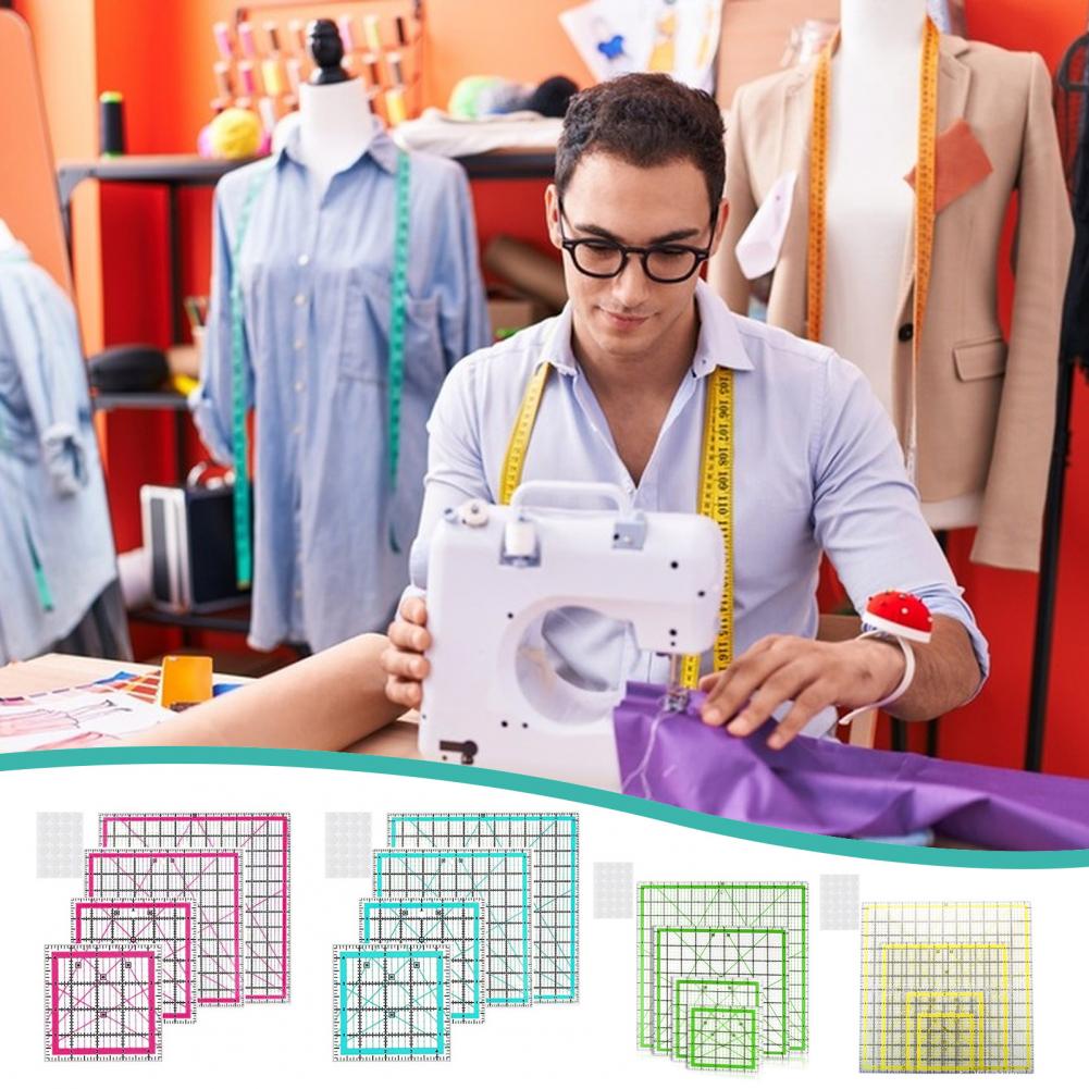 Quilting Ruler Square - 4 個アクリルキルティング定規正方形キルティング定規パッチワーク生地切断アクリルキルタークリアマークキルティングと縫製用