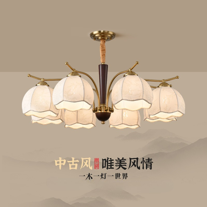 Century Textile & Sewing Supply Saskatoon Sk - ミッドセンチュリーモダンファブリックシャンデリアベージュフローラルゴールドウッドアクセント天井照明リビングルームベッドルームダイニングレトロホーム器具