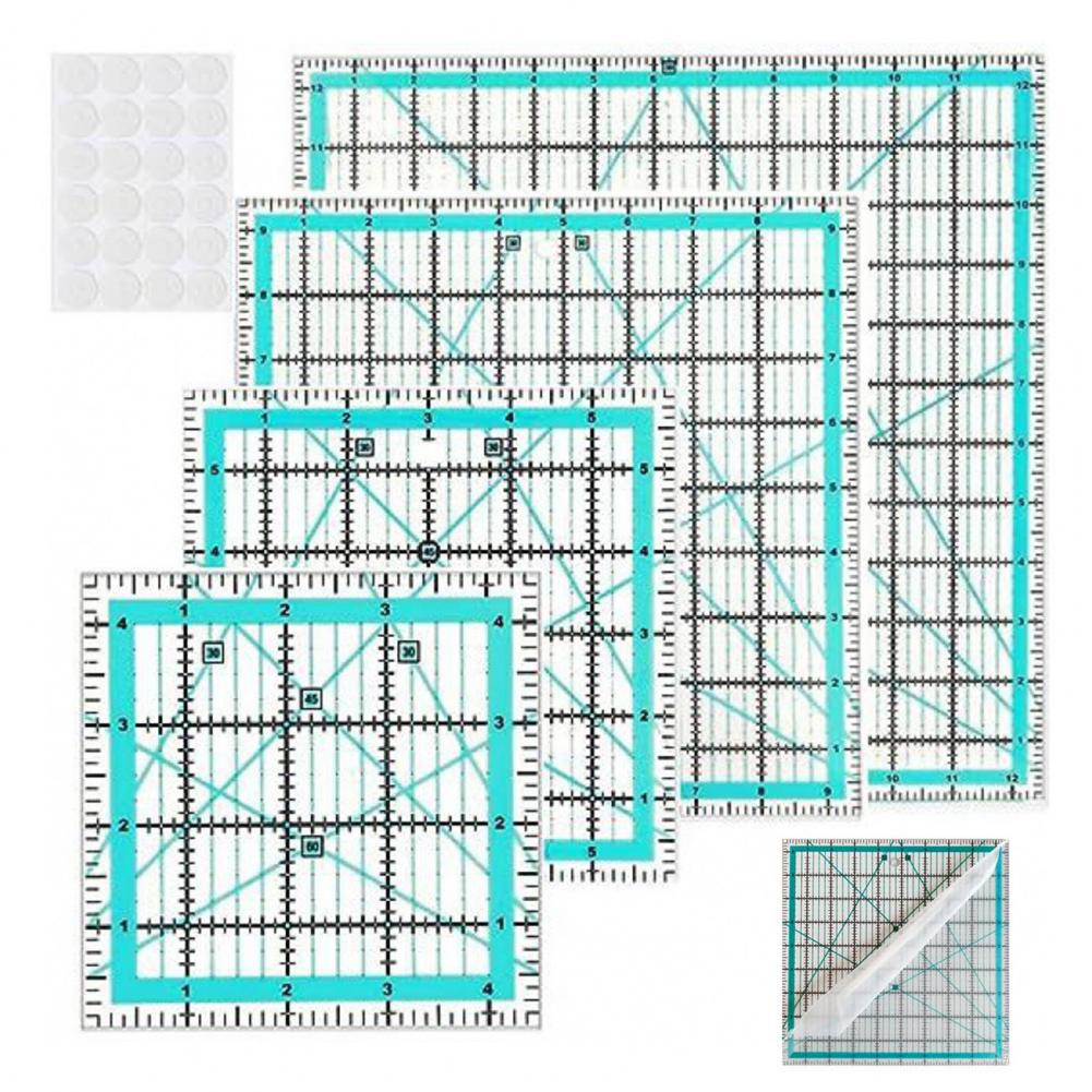 4 個のアクリルキルティング定規リング付き 4.5/6/9. - Quilting Ruler Square のレビューと価格