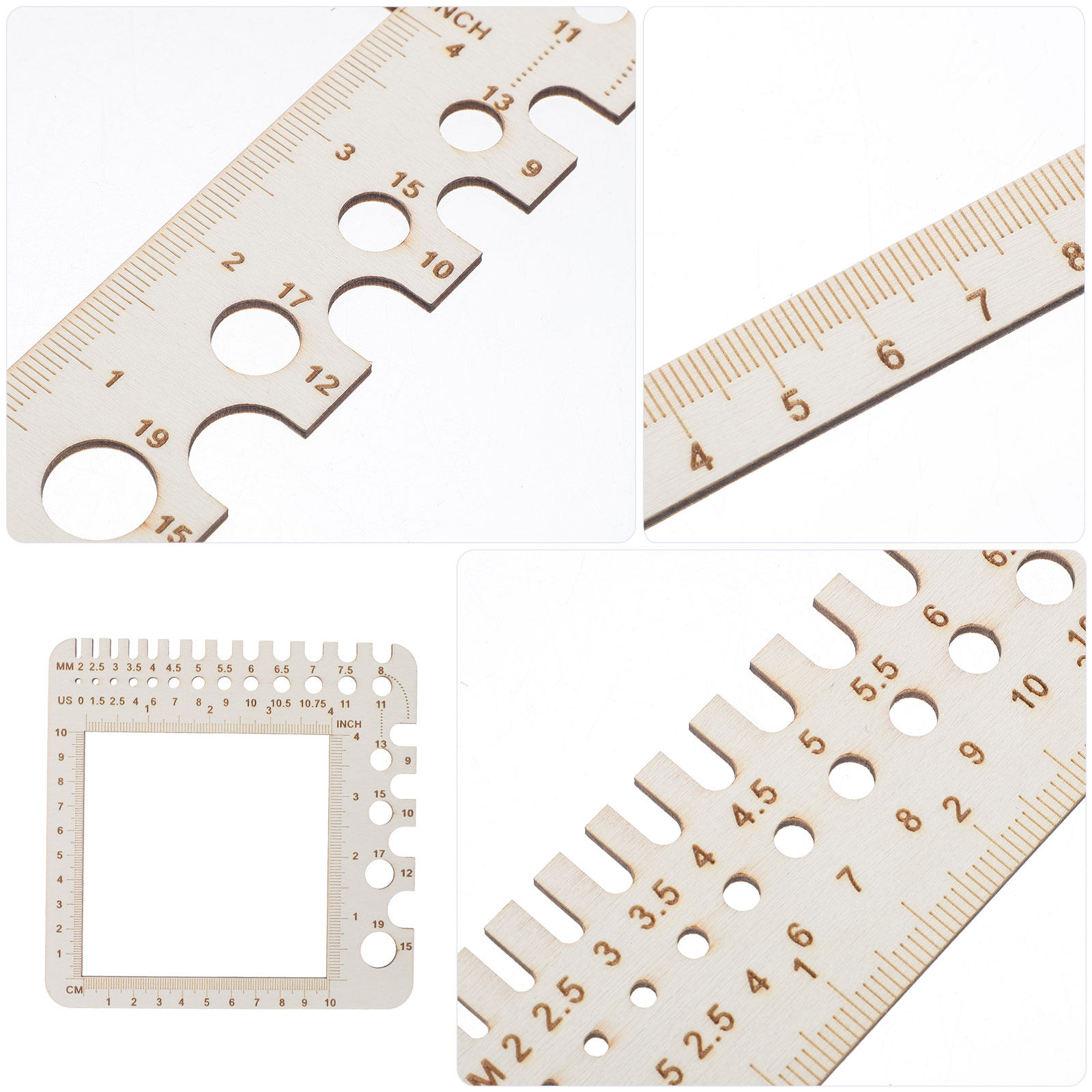 2個入り木製編み物ゲージ定規 デュアルスケールかぎ針測定ツー - Sewing Gauge Ruler のレビューと価格
