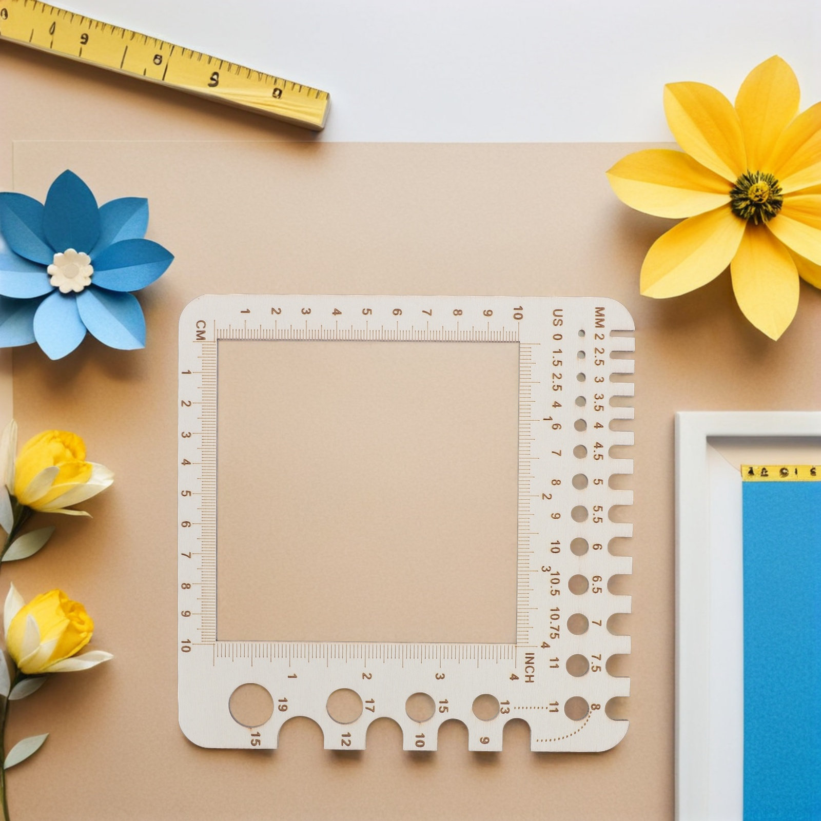 2個入り木製編み物ゲージ定規 デュアルスケールかぎ針測定ツー - Sewing Gauge Ruler のレビューと価格