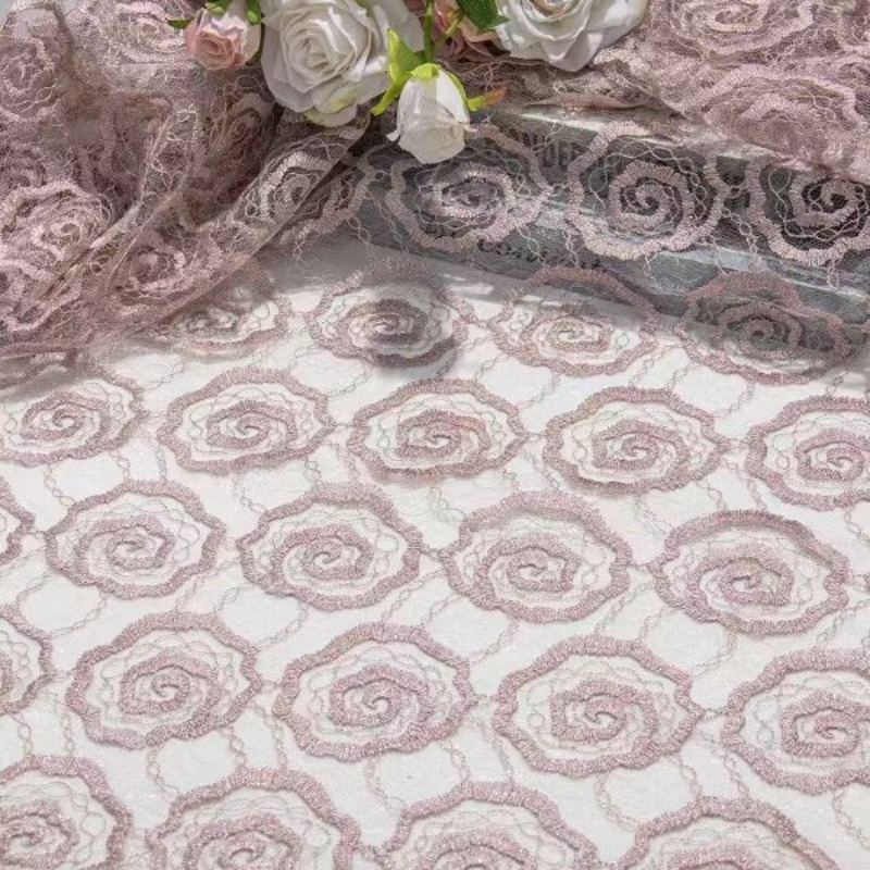 刺繍入りチュールレーストリム生地、丸縫いローズ柄、高級中国風 - Sewing Fabric のレビューと価格