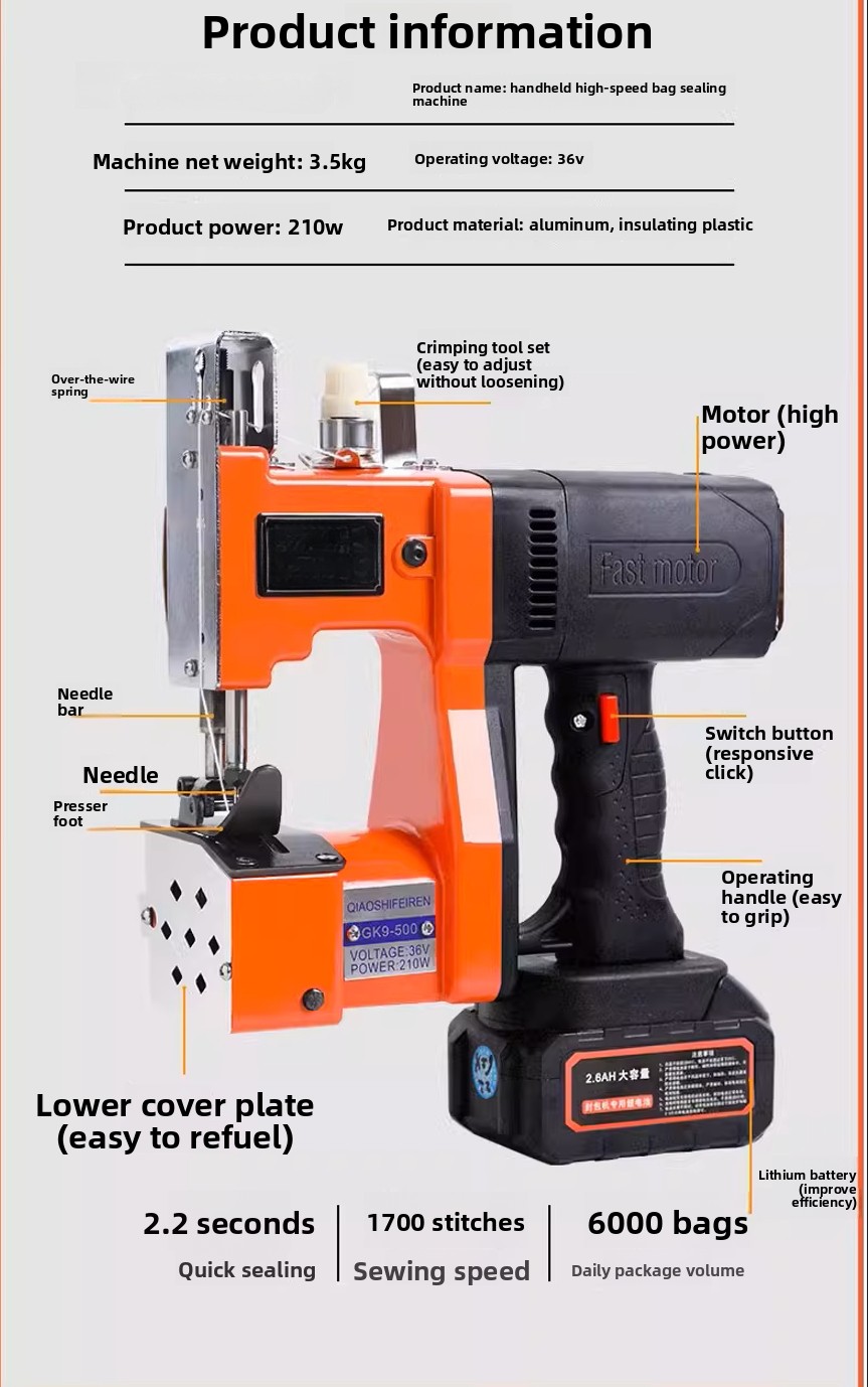 GK9-370 ハンドヘルドデュアル電動リチウム電池ミシン織 - Sewing Machine In Textile Industry のレビューと価格