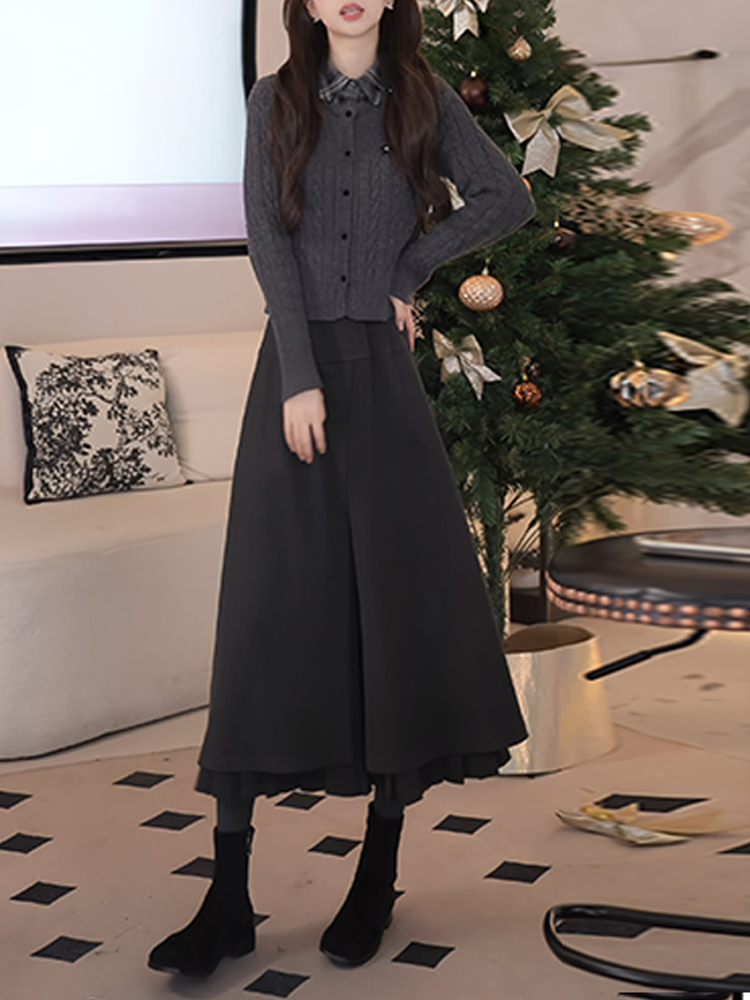 冬のファッション レディース ニットトップスとハイウエストワ - Fabric Weight Set のレビューと価格