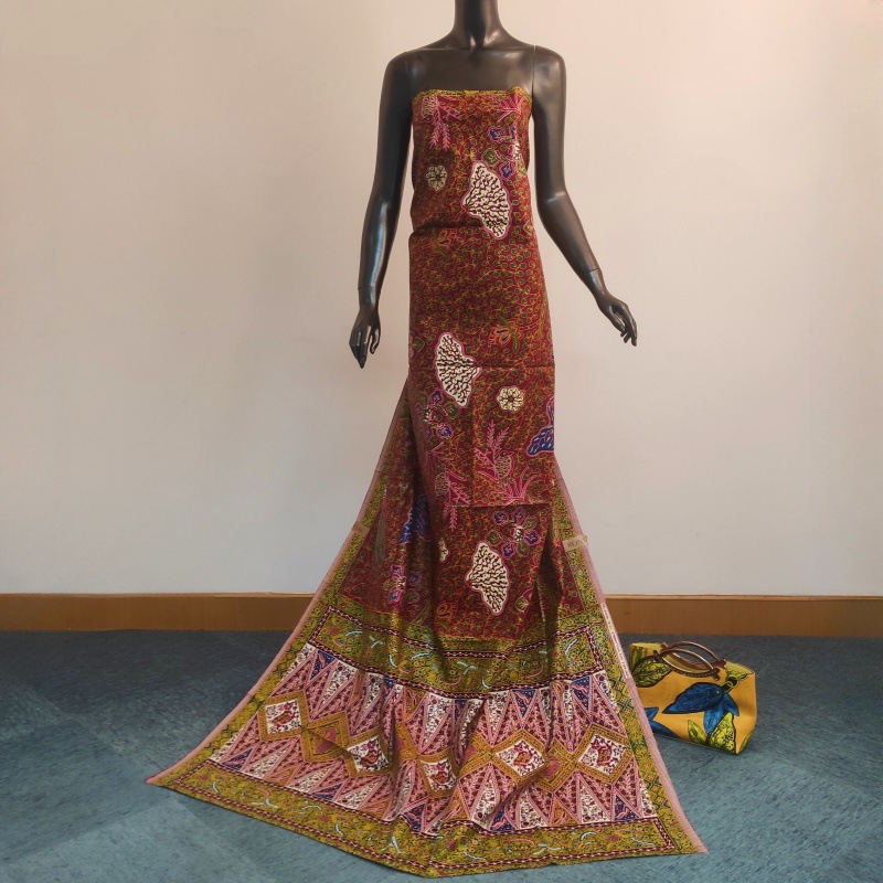 46 インチ * 6 ヤード緑の葉プリント赤アフリカ綿バティ - Sewing Batik のレビューと価格