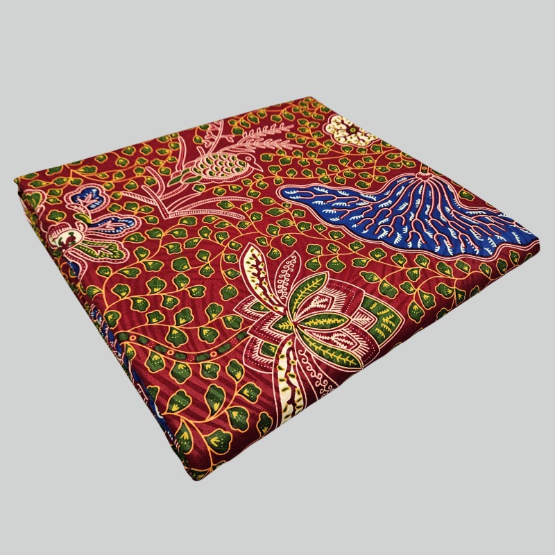 46 インチ * 6 ヤード緑の葉プリント赤アフリカ綿バティ - Sewing Batik のレビューと価格