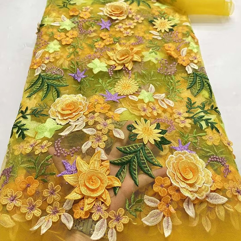 90x130cm 3D花柄刺繍チュールレースメッシュ生地 D - Textile And Sewing Supply のレビューと価格