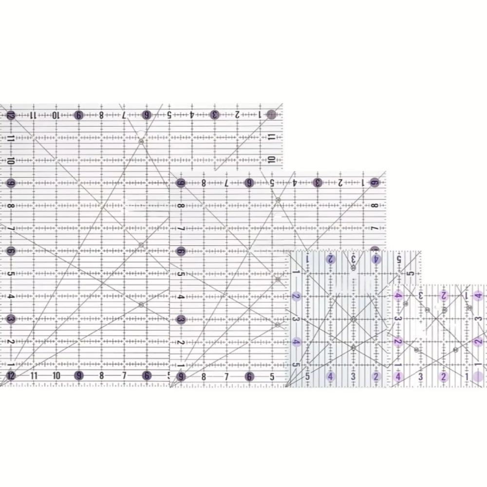 4個入り正方形アクリルキルティング定規セット、透明な生地カッ - Quilting Ruler Square のレビューと価格