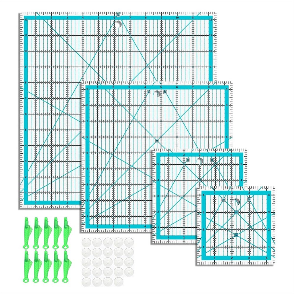 MALL 4個入りキルティング定規、キルティング定規とテンプ - Quilting Ruler Square のレビューと価格