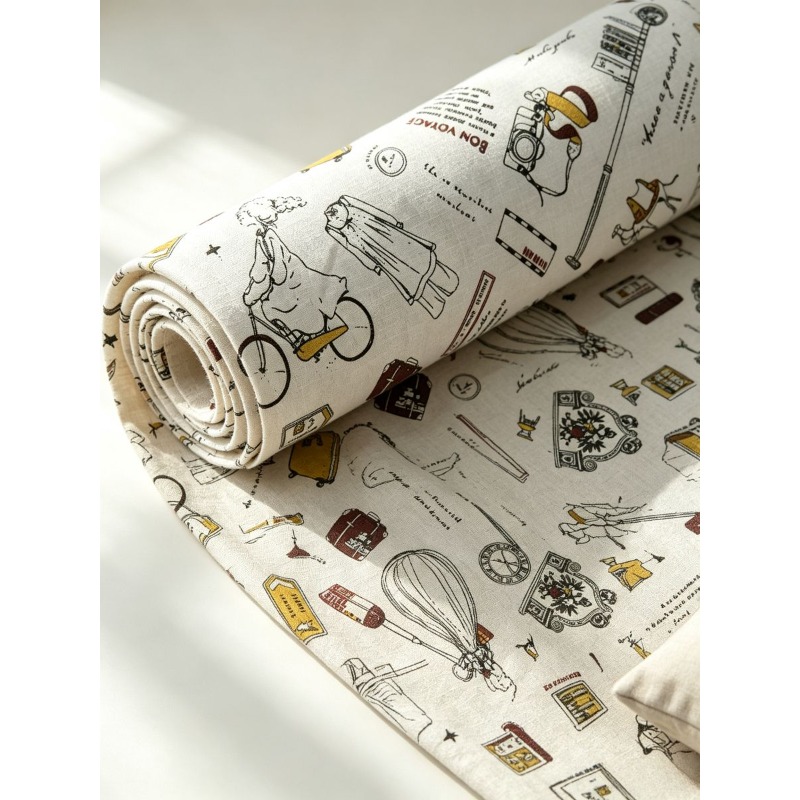 女の子のプリント柄が入った混合生地、カーテン、テーブルクロス - Textile And Sewing Materials のレビューと価格